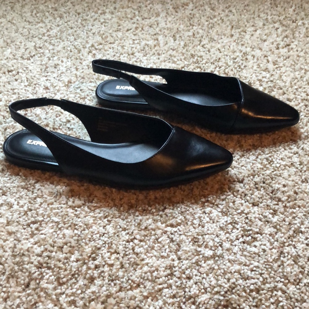 Express Black Slingback Flats